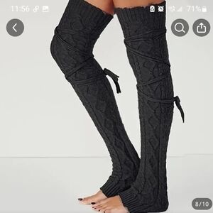 Knee High Crochet knit black leg warmers